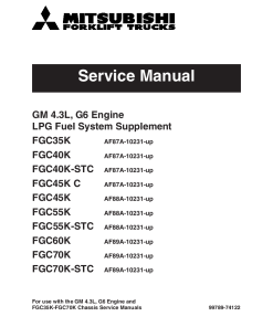 Mitsubishi GM 4.3L G6 Engine LGP Fuel SystemSupplement for FGC35K-FGC70K Forklift Trucks Service Workshop Manual PDF download