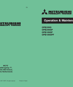 Mitsubishi OPB20NS OPB20NSP OPB10NSF OPB10NSPF Forklift Trucks Operation and Maintenance Manual PDF download