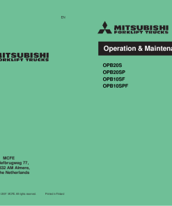 Mitsubishi OPB20S OPB20SP OPB10SF OPB10SPF Forklift Trucks Operation and Maintenance Manual PDF download
