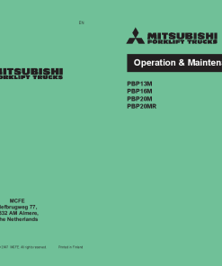 Mitsubishi PBP13M PBP16M PBP20M PBP20MR Forklift Trucks Operation and Maintenance Manual PDF download