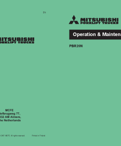 Mitsubishi PBR20N Forklift Trucks Operation and Maintenance Manual PDF download