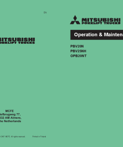 Mitsubishi PBV20N PBV25NH OPB20NT Forklift Trucks Operation and Maintenance Manual PDF download