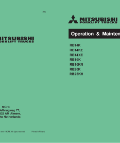 Mitsubishi RB14K RB14KE RB14XE RB16K RB16KN RB20K RB25KH Forklift Trucks Operation and Maintenance Manual PDF download