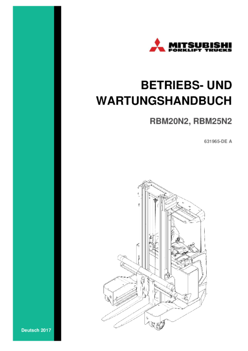 Mitsubishi RBM20N2 RBM25N2 Forklift Trucks German Bedienungs und Wartungshandbuch PDF Download