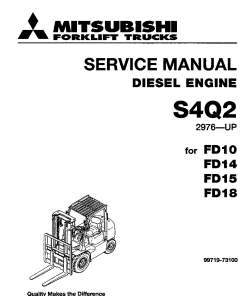 Mitsubishi S4Q2 Diesel Engine Forklift Trucks for FD10 FD14 FD15 FD18 Service Workshop Manual PDF download