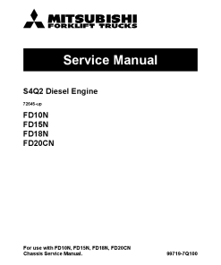 Mitsubishi S4Q2 Diesel Engine Forklift Trucks for FD10N FD15N FD18N FD20CN serial 72645-up Service Workshop Manual PDF download