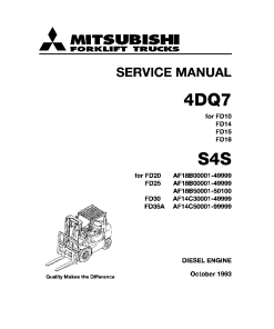 Mitsubishi S4S Diesel Engine Forklift Trucks for FD15K FD18K FD20K FD25K FD30K FD35K-MC Service Workshop Manual PDF download