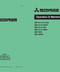 Mitsubishi SBP 10 12 14 16 N2 SBP16NS SBP16NSR Forklift Trucks Operation and Maintenance Manual PDF download