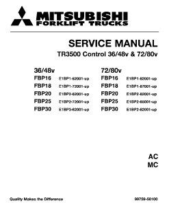 Mitsubishi TR3500 Controls 36-48v and 72-80v Forklift Trucks Service Workshop Manual PDF download